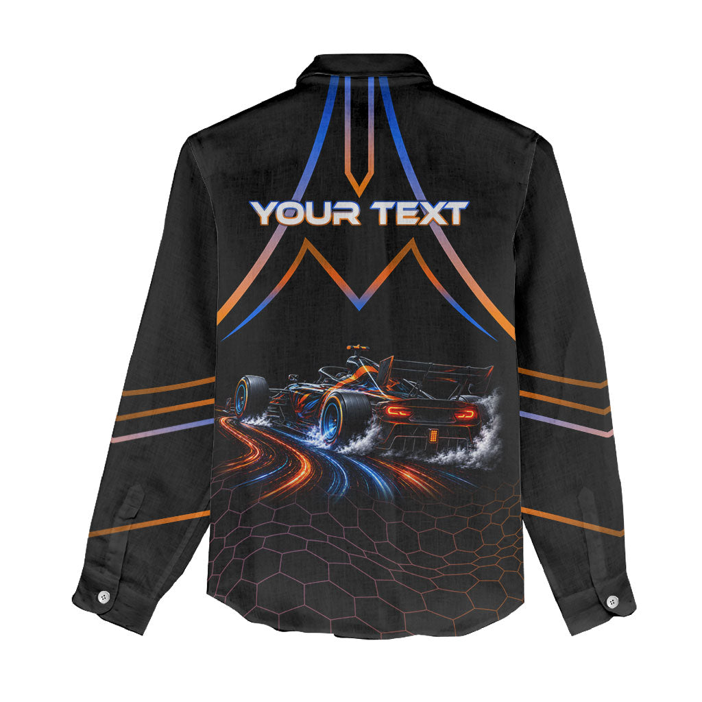 Personalized Night Race Division Motorsport Women Casual Shirt Futuristic Neon Open Wheel Auto Racing