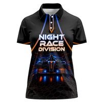 Personalized Night Race Division Motorsport Women Polo Shirt Futuristic Neon Open Wheel Auto Racing