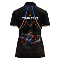 Personalized Night Race Division Motorsport Women Polo Shirt Futuristic Neon Open Wheel Auto Racing