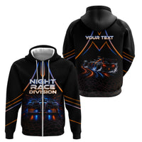 Personalized Night Race Division Motorsport Zip Hoodie Futuristic Neon Open Wheel Auto Racing