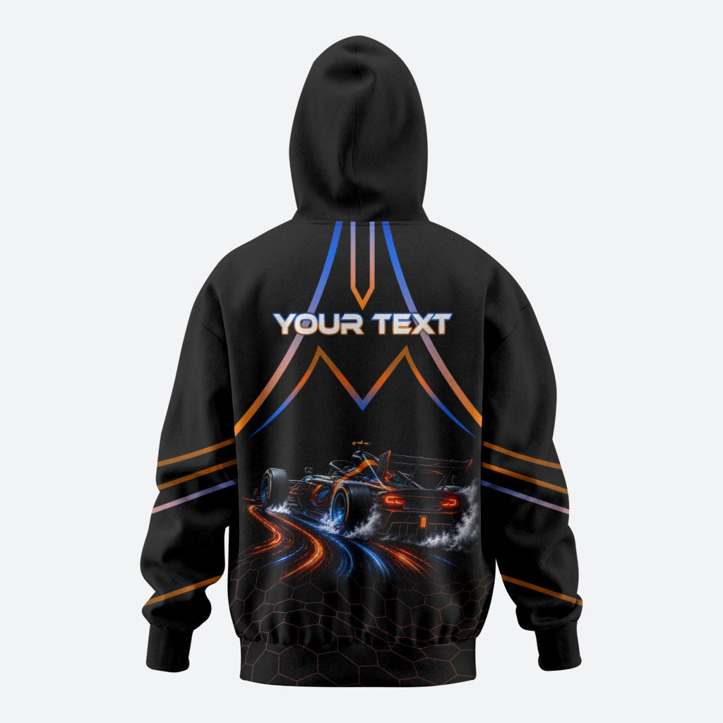 Personalized Night Race Division Motorsport Zip Hoodie Futuristic Neon Open Wheel Auto Racing