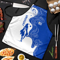 Uruguay Apron with Gaucho Rider Illustration Blue White Swirl - Wonder Print Shop