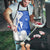 Uruguay Apron with Gaucho Rider Illustration Blue White Swirl - Wonder Print Shop