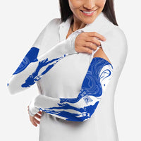 Uruguay Arm Sleeves with Gaucho Rider Illustration Blue White Swirl - Wonder Print Shop