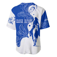 Uruguay Baseball Jersey with Gaucho Rider Illustration Blue White Swirl - Wonder Print Shop