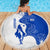Uruguay Beach Blanket with Gaucho Rider Illustration Blue White Swirl - Wonder Print Shop