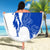 Uruguay Beach Blanket with Gaucho Rider Illustration Blue White Swirl - Wonder Print Shop