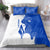 Uruguay Bedding Set with Gaucho Rider Illustration Blue White Swirl - Wonder Print Shop