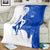 Uruguay Blanket with Gaucho Rider Illustration Blue White Swirl - Wonder Print Shop