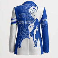Uruguay Blazer with Gaucho Rider Illustration Blue White Swirl - Wonder Print Shop