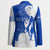 Uruguay Blazer with Gaucho Rider Illustration Blue White Swirl - Wonder Print Shop