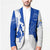 Uruguay Blazer with Gaucho Rider Illustration Blue White Swirl - Wonder Print Shop