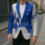 Uruguay Blazer with Gaucho Rider Illustration Blue White Swirl - Wonder Print Shop