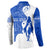 Uruguay Button Sweatshirt with Gaucho Rider Illustration Blue White Swirl - Wonder Print Shop