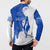 Uruguay Button Sweatshirt with Gaucho Rider Illustration Blue White Swirl - Wonder Print Shop