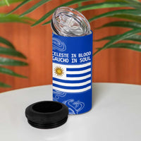 Uruguay 4 in 1 Can Cooler Tumbler with Gaucho Rider Illustration Blue White Swirl - Wonder Print Shop