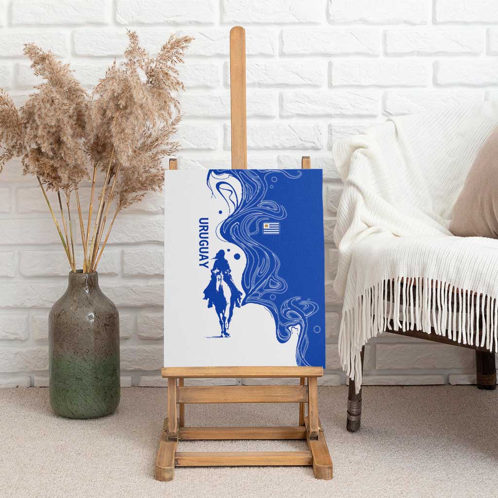 Uruguay Canvas Wall Art with Gaucho Rider Illustration Blue White Swirl - Wonder Print Shop