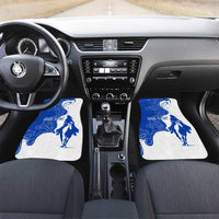 Uruguay Car Mats with Gaucho Rider Illustration Blue White Swirl - Wonder Print Shop