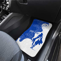 Uruguay Car Mats with Gaucho Rider Illustration Blue White Swirl - Wonder Print Shop