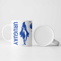 Uruguay Ceramic Mug with Gaucho Rider Illustration Blue White Swirl - Wonder Print Shop