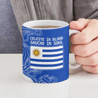 Uruguay Ceramic Mug with Gaucho Rider Illustration Blue White Swirl - Wonder Print Shop