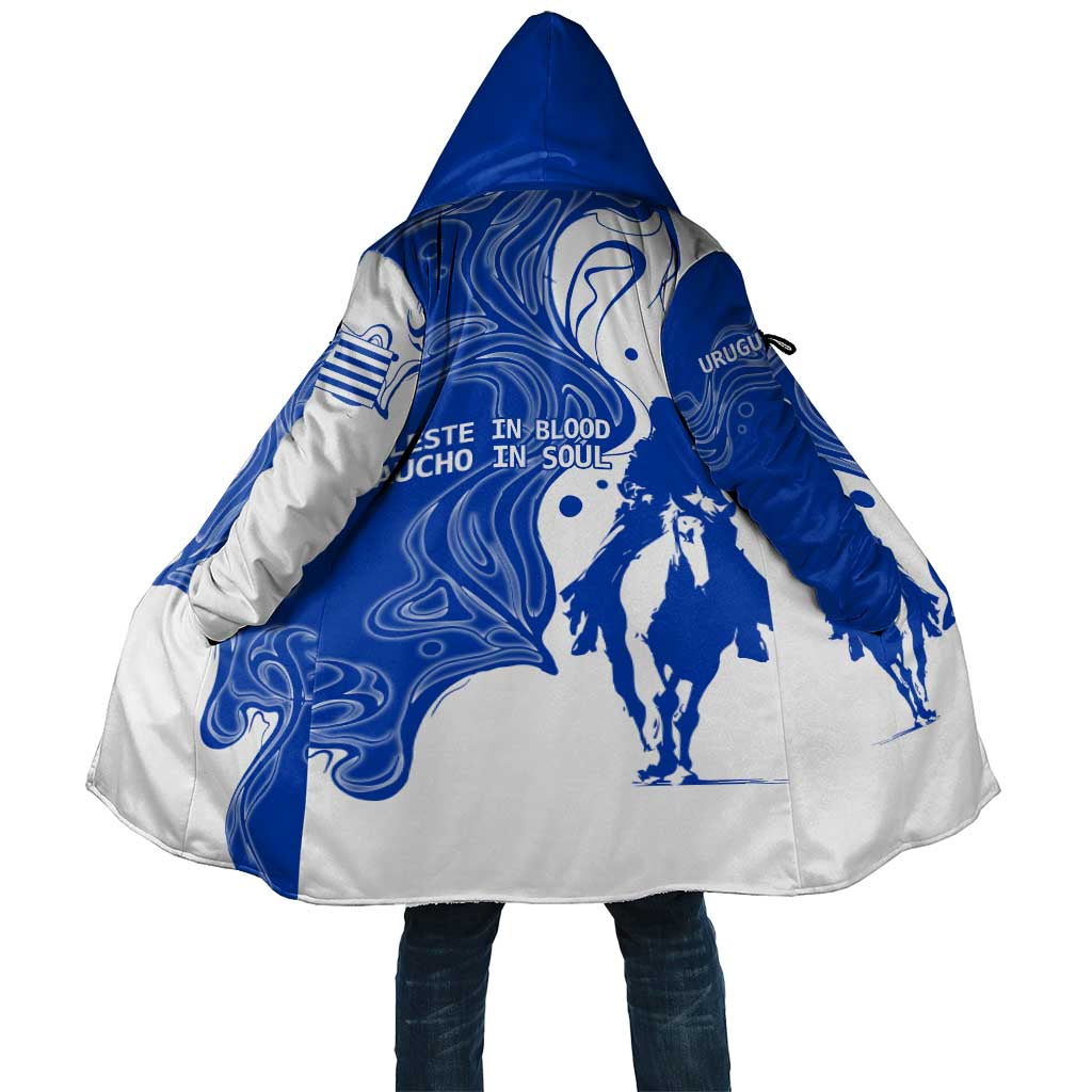 Uruguay Cloak with Gaucho Rider Illustration Blue White Swirl - Wonder Print Shop