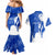 Uruguay Couples Matching Mermaid Dress and Hawaiian Shirt with Gaucho Rider Illustration Blue White Swirl - Wonder Print Shop