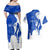 Uruguay Couples Matching Off Shoulder Maxi Dress and Hawaiian Shirt with Gaucho Rider Illustration Blue White Swirl - Wonder Print Shop
