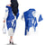 Uruguay Couples Matching Off The Shoulder Long Sleeve Dress and Hawaiian Shirt with Gaucho Rider Illustration Blue White Swirl - Wonder Print Shop