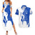 Uruguay Couples Matching Summer Maxi Dress and Hawaiian Shirt with Gaucho Rider Illustration Blue White Swirl - Wonder Print Shop
