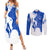 Uruguay Couples Matching Summer Maxi Dress and Long Sleeve Button Shirt with Gaucho Rider Illustration Blue White Swirl - Wonder Print Shop
