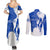 Uruguay Couples Matching Summer Maxi Dress and Long Sleeve Button Shirt with Gaucho Rider Illustration Blue White Swirl - Wonder Print Shop