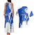 Uruguay Couples Matching Tank Maxi Dress and Hawaiian Shirt with Gaucho Rider Illustration Blue White Swirl - Wonder Print Shop