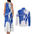 Uruguay Couples Matching Tank Maxi Dress and Long Sleeve Button Shirt with Gaucho Rider Illustration Blue White Swirl - Wonder Print Shop