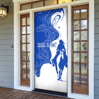 Uruguay Door Cover with Gaucho Rider Illustration Blue White Swirl - Wonder Print Shop