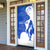 Uruguay Door Cover with Gaucho Rider Illustration Blue White Swirl - Wonder Print Shop