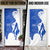Uruguay Door Cover with Gaucho Rider Illustration Blue White Swirl - Wonder Print Shop