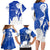 Uruguay Family Matching Long Sleeve Bodycon Dress and Hawaiian Shirt with Gaucho Rider Illustration Blue White Swirl - Wonder Print Shop
