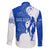 Uruguay Family Matching Long Sleeve Bodycon Dress and Hawaiian Shirt with Gaucho Rider Illustration Blue White Swirl - Wonder Print Shop