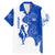 Uruguay Family Matching Mermaid Dress and Hawaiian Shirt with Gaucho Rider Illustration Blue White Swirl - Wonder Print Shop