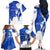Uruguay Family Matching Off The Shoulder Long Sleeve Dress and Hawaiian Shirt with Gaucho Rider Illustration Blue White Swirl - Wonder Print Shop