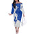 Uruguay Family Matching Off The Shoulder Long Sleeve Dress and Hawaiian Shirt with Gaucho Rider Illustration Blue White Swirl - Wonder Print Shop