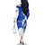 Uruguay Family Matching Off The Shoulder Long Sleeve Dress and Hawaiian Shirt with Gaucho Rider Illustration Blue White Swirl - Wonder Print Shop