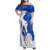 Uruguay Family Matching Off Shoulder Maxi Dress and Hawaiian Shirt with Gaucho Rider Illustration Blue White Swirl - Wonder Print Shop