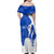 Uruguay Family Matching Off Shoulder Maxi Dress and Hawaiian Shirt with Gaucho Rider Illustration Blue White Swirl - Wonder Print Shop