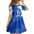 Uruguay Family Matching Off Shoulder Short Dress and Hawaiian Shirt with Gaucho Rider Illustration Blue White Swirl - Wonder Print Shop