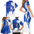 Uruguay Family Matching Short Sleeve Bodycon Dress and Hawaiian Shirt with Gaucho Rider Illustration Blue White Swirl - Wonder Print Shop