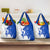 Uruguay Grocery Bag with Gaucho Rider Illustration Blue White Swirl - Wonder Print Shop