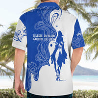 Uruguay Hawaiian Shirt with Gaucho Rider Illustration Blue White Swirl - Wonder Print Shop