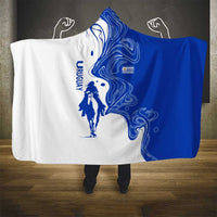 Uruguay Hooded Blanket with Gaucho Rider Illustration Blue White Swirl - Wonder Print Shop